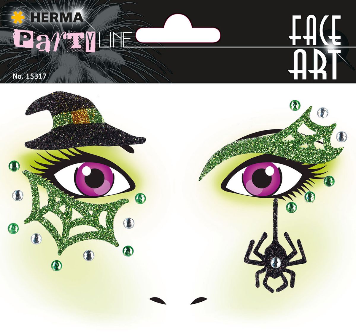 Herma Наклейки на лицо Face Art Witch (Ведьмочка)15317 Herma Наклейки на лицо Face Art Witch (Ведьмочка)15317Face Art (фэйсарт) – это новое направления творчества и искусства. В последнее время фэйсарт стал достаточно популярным и востребованным направлением творчества. Что такое - фэйс арт, это искусство рисования разноцветными красками на лице. Face Art decor от Herma - это серия наклеек для фэйс арта с наиболее популярными мотивами. Face Art decor от Herma - это гламурно, стильно и ярко! Наклейки прошли дерматологические испытания. Инструкция: 1. Аккуратно снимите наклейку и наклейте на лицо. 2. Можно завершить образ с помощью макияжа. 3. Наклейка легко снимается, аккуратно удалите наклейку с лица и умойте лицо водой. 4. Не подходит для чувствительной кожи.