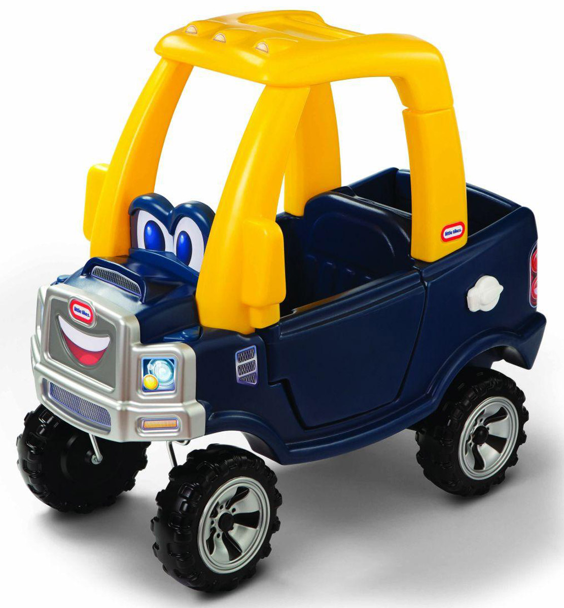 Little Tikes Каталка цвет синий620744 Little Tikes Каталка цвет синий620744Эффектная машинка с желтой крышей Little Tikes непременно понравится вашему ребенку. На передней панели изображена милая мордашка с большими добрыми глазами и озорной улыбкой. Открывающаяся панель багажника дает дополнительное сходство с настоящей машиной-пикапом и, конечно, возможность удобно разместить все необходимое. Каталка выполнена из яркого высококачественного пластика и выдерживает нагрузку до 23 кг. Игрушка оснащена рабочим сигналом, съемной ручкой с помощью которой родители контролируют движение ребенка, высокой спинкой сиденья, местом для хранения игрушек, панелью приборов зажигания, прочными колесами и хорошим сцеплением. Такая игрушка поможет вашему ребенку укрепить мышцы ног, а также развить реакцию, координацию и чувство равновесия. Порадуйте своего ребенка таким замечательным подарком!