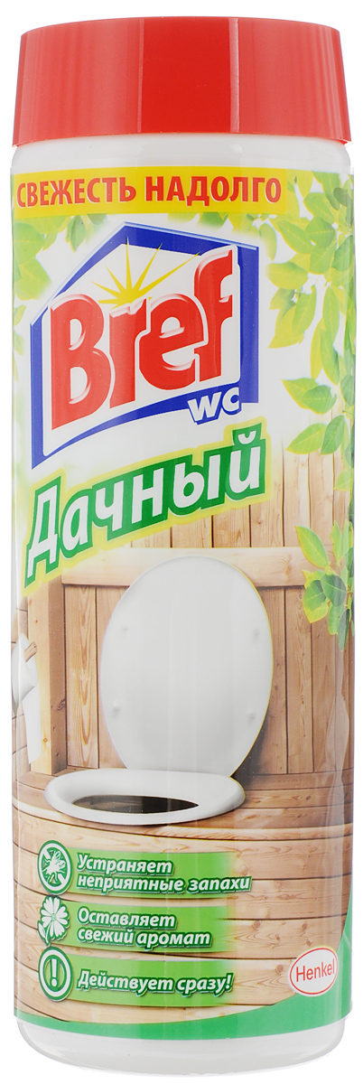 Средство дезодорирующее для туалета Bref Дачный, порошкообразное, 450 г934806 Средство дезодорирующее для туалета Bref Дачный, порошкообразное, 450 г934806Порошкообразное дезодорирующее средство Bref Дачный предназначено для чистки дачного туалета. Активные вещества в составе порошка мягко и быстро расщепляют загрязнения, удаляют неприятные запахи, оставляя после себя только приятный аромат. Средство не предназначено для био-туалетов. Состав: карбонат кальция (более 30%), сульфат натрия, менее 5% отдушка (в том числе линалоол, лимонен, кумарин), силикаты. Товар сертифицирован.
