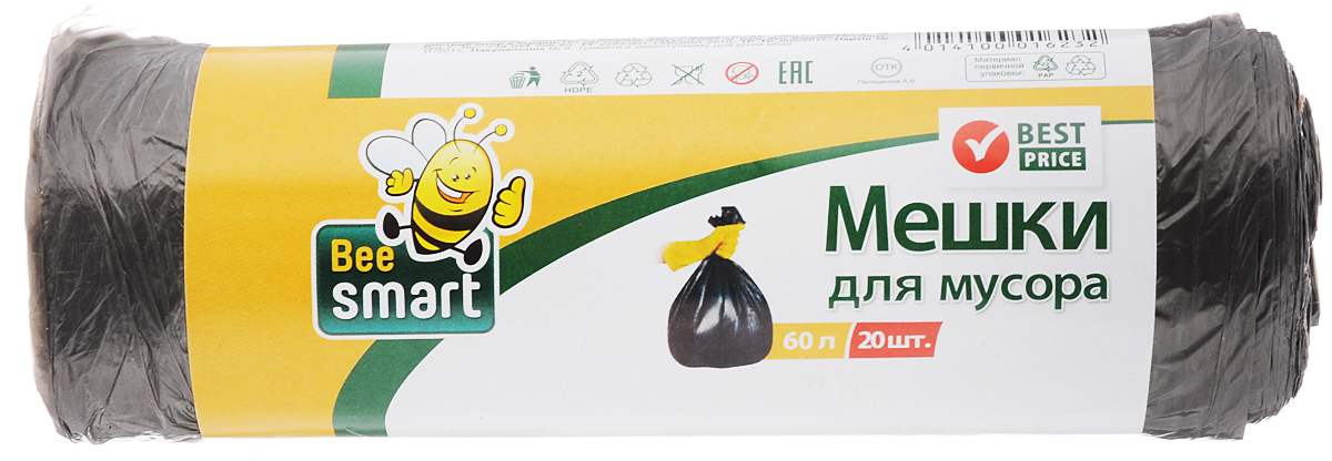 Мешки для мусора Beesmart, 60 л, 20 шт403032/403011/403010 Мешки для мусора Beesmart, 60 л, 20 шт403032/403011/403010Мешки Beesmart, выполненные из высокопрочного и эластичного полиэтилена, обеспечат чистоту и гигиену в квартире. Они удобны для сбора и утилизации мусора, занимают мало места, практичны в использовании. Благодаря удобным размерам, мешки легко вкладываются в ведро. Количество: 20 шт.