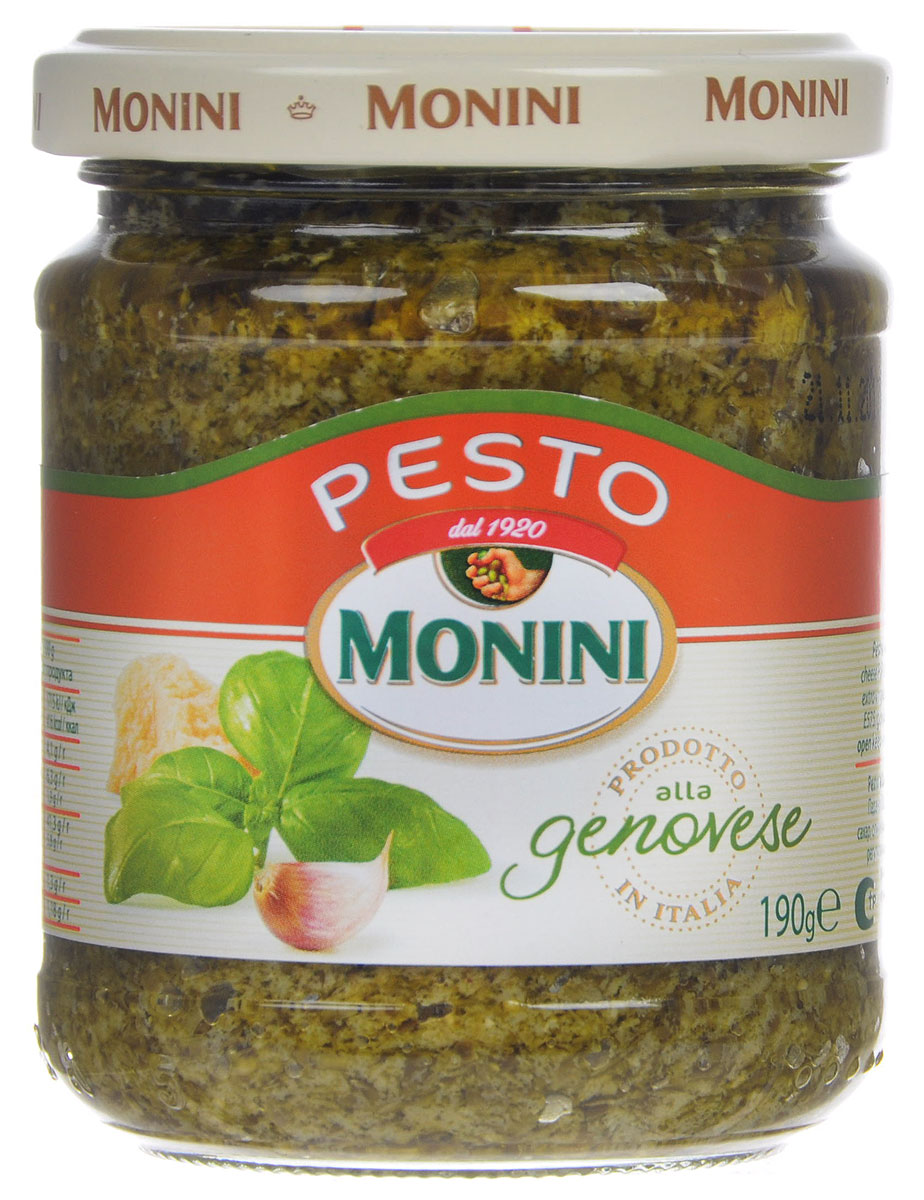 Monini Pesto Alla Genovese соус песто, 190 г0510009 Monini Pesto Alla Genovese соус песто, 190 г0510009Песто - популярный соус итальянской кухни на основе оливкового масла, базилика и сыра. Отлично сочетается с пастой, лазаньей, салатами и супами.