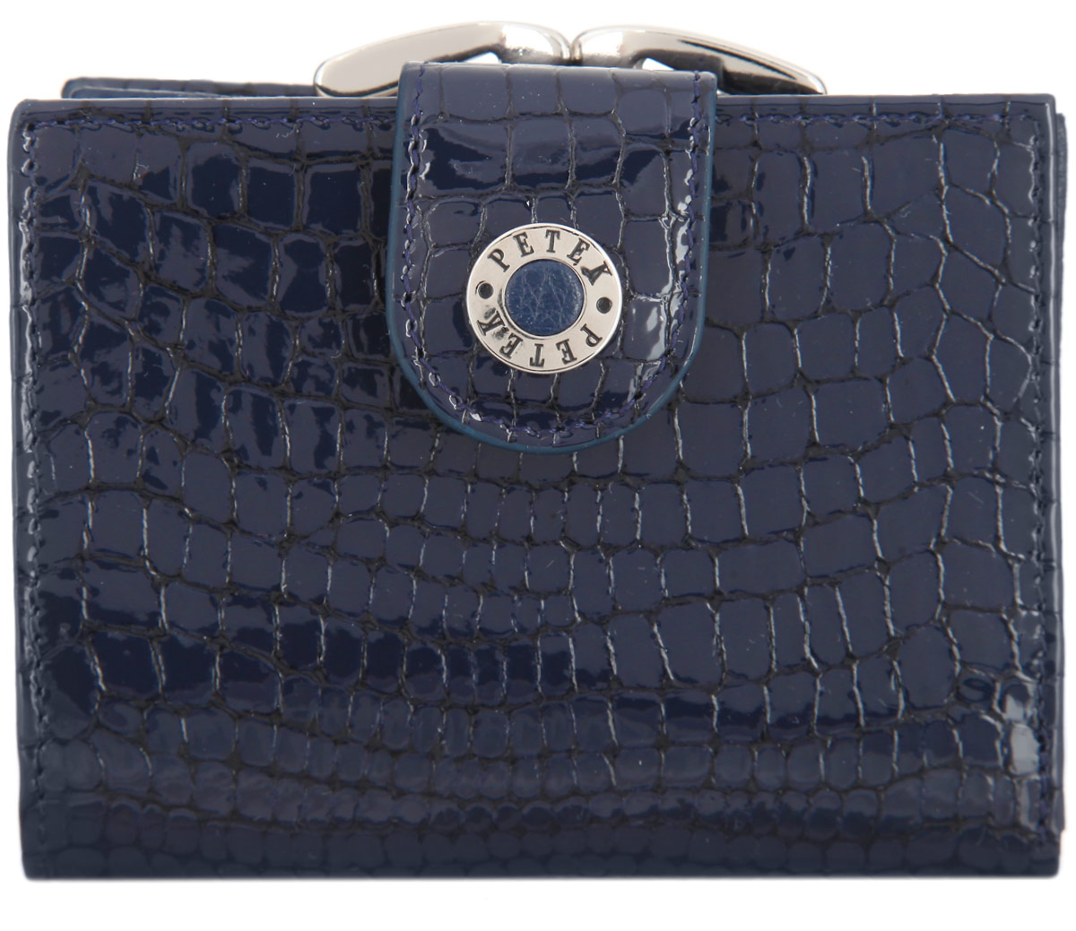 Портмоне женское Petek 1855, цвет: темно-синий. 336/1.091.08336/1.091.08 D.Navy Портмоне женское Petek 1855, цвет: темно-синий. 336/1.091.08336/1.091.08 D.NavyСтильное портмоне Petek 1855 изготовлено из натуральной лакированной кожи с тиснением под крокодила. Портмоне закрывается на хлястик с кнопкой. Внутри находятся два отделения для купюр, шесть кармашков для визиток и пластиковых карт, один из которых с сетчатым окошечком, четыре боковых кармана и карман для мелочи, закрывающийся на защелку. Портмоне упаковано в фирменную коробку. Такое портмоне станет замечательным подарком человеку, ценящему качественные и практичные вещи.