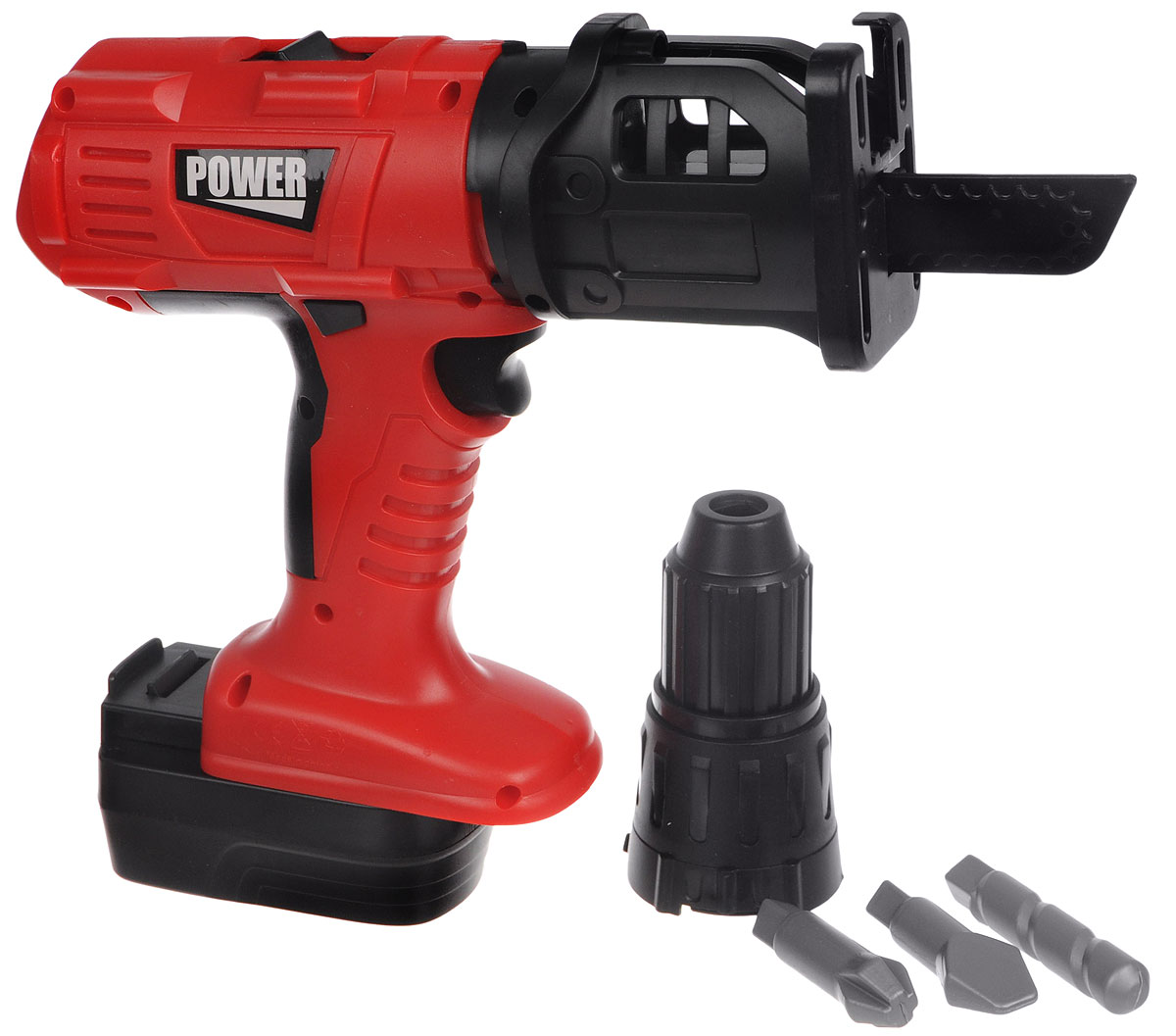 Altacto ЛобзикALT0202-003 Altacto ЛобзикALT0202-003Игрушечный лобзик Altacto станет отличным подарком для юного мастера. Игрушка выполнена с высокой степенью детализации, в наличии даже переключатель реверса. При нажатии на пусковую кнопку пилка лобзика начинает двигаться вперед-назад. В режиме шуруповерта патрон вращается. В комплекте с лобзиком идут сменный патрон шуруповерта и 3 насадки. Малыш с удовольствием будет играть с такой игрушкой, помогая папе с ремонтом. Для работы игрушки необходимы 2 батарейки типа АА (не входят в комплект).