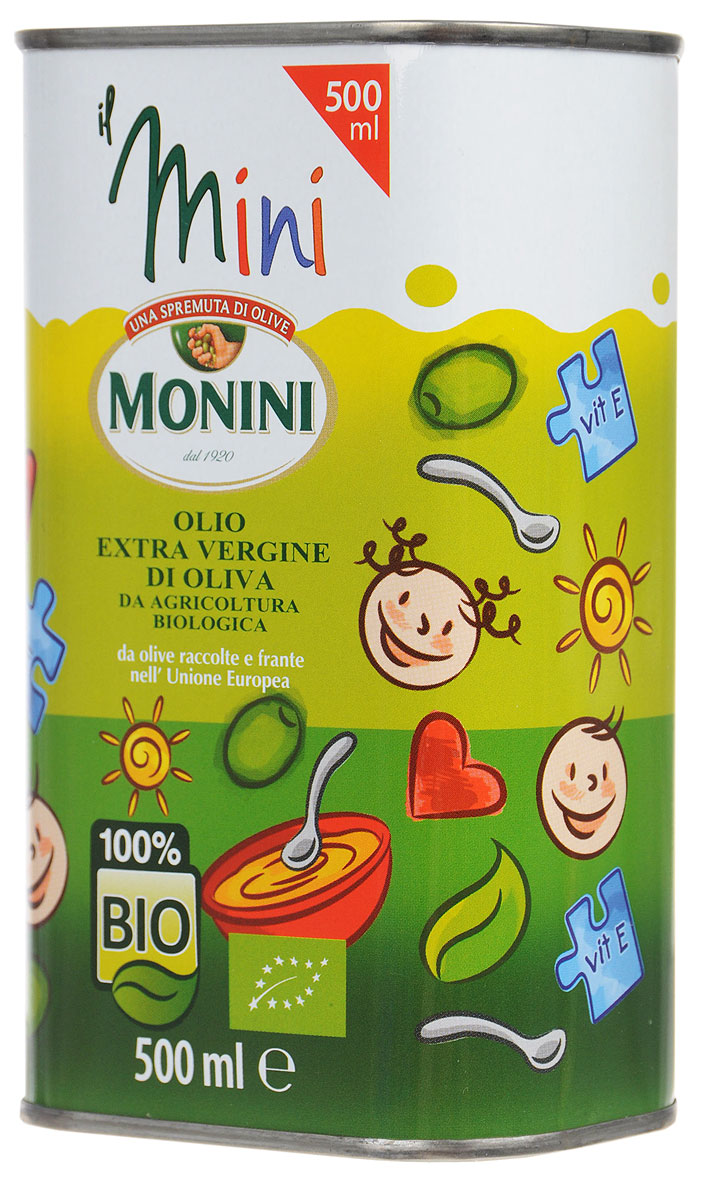 Monini Il Mini Bio Extra Virgin масло оливковое, 0,5 л1610006/7 Monini Il Mini Bio Extra Virgin масло оливковое, 0,5 л1610006/7Monini Il Mini Bio Extra Virgin - это масло самого высокого качества, обладающее потрясающим ароматом и вкусом. Кроме того, оливки для этого масла выращены путем органического земледелия без применения химических удобрений, что автоматически делает его максимально безопасным для здоровья детей, поэтому данное масло рекомендовано для приготовления детской пищи.