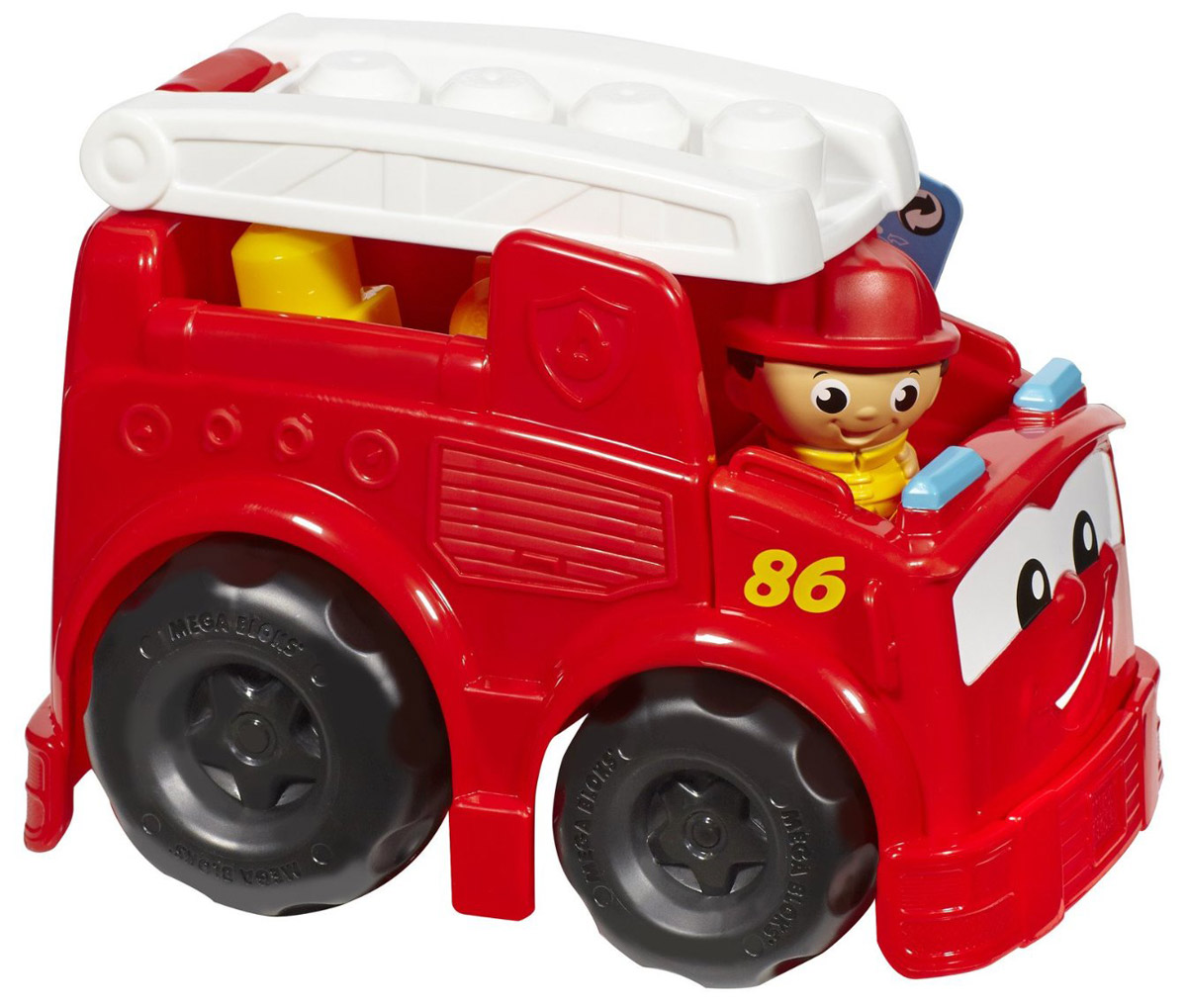 Mega Bloks First Builders Конструктор Пожарная машина ФреддиCND62_CND63 Mega Bloks First Builders Конструктор Пожарная машина ФреддиCND62_CND63Конструктор Mega Bloks First Builders Пожарная машина Фредди привлечет внимание вашего ребенка и не позволит ему скучать. Он включает в себя пожарную машину, фигурку пожарного и элементы конструктора. У пожарной машинки поднимается и опускается лестница. На лестнице легко фиксируется фигурка пожарного. Элементы конструктора крупные, их удобно брать и держать маленькими детскими ручками. Они легко соединяются и разъединяются. Ваш ребенок часами будет играть с набором, придумывая разные истории. Совместим со всеми наборами Mega Bloks First Builders.