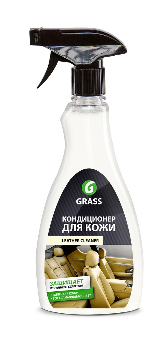 Очиститель-кондиционер кожи Grass Leather Cleaner, 500 мл131105 Очиститель-кондиционер кожи Grass Leather Cleaner, 500 мл131105Очиститель Grass Leather Cleaner предназначен для очистки изделий из натуральной и искусственной кожи любых оттенков. Придает блеск, восстанавливает структуру. Насыщенный глицерином, увлажняет кожу, предохраняя от пересыхания и растрескивания. Защищает от ультрафиолетовых лучей и преждевременного старения. Имеет приятный аромат. Быстро впитывается, не оставляя разводов и пятен. Подходит для чистки и обновления салона автомобиля, а также в быту для кожаной мебели, обуви, одежды и сумок. Товар сертифицирован.