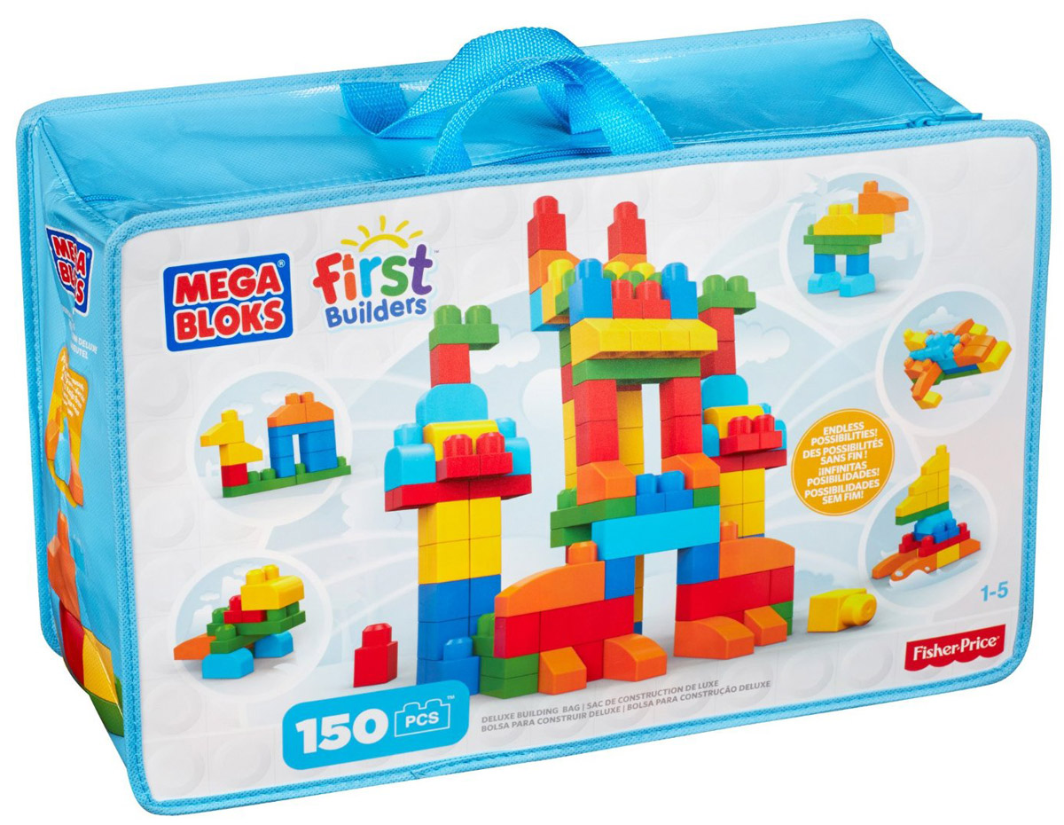 Mega Bloks First Builders Конструктор ДелюксCNM43 Mega Bloks First Builders Конструктор ДелюксCNM43Постройте и исследуйте множество конструкций с набором от Mega Bloks: First Builders Делюкс Из кубиков классических цветов вы можете строить высокие башни, невероятные замки, забавных существ и все, что ваш ребенок пожелает. Его яркие разноцветные блоки постоянно подталкивают детей к новым экспериментам, развивая у них воображение и творческое мышление. Крупные блоки отлично подходят для маленьких пальчиков. После игры все детали можно убрать в удобную сумку на застежке-молнии! Конструктор предназначен специально для самых маленьких строителей. Играя с конструктором, малыш отлично разовьет мелкую моторику рук, координацию движений, усидчивость, воображение и фантазию, пространственное мышление, а также познакомится с такими понятиями, как цвет, форма и размер предмета.