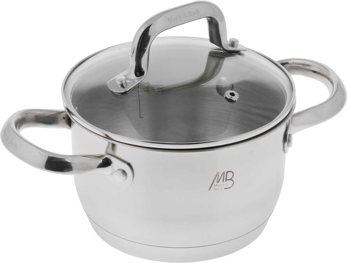 Кастрюля Mayer & Boch с крышкой, 1,7 л. 45524552 Кастрюля Mayer & Boch с крышкой, 1,7 л. 45524552Кастрюля Mayer & Boch изготовлена из высококачественной нержавеющей стали 18/10, которая придает ей привлекательный внешний вид, обеспечивает легкую очистку и долговечность. Многослойное термоаккумулирующее дно кастрюли с прослойкой из алюминия обеспечивает наилучшее распределение тепла. Кастрюля оснащена удобными ручками из нержавеющей стали. Куполообразная крышка, выполненная из термостойкого стекла, позволяет следить за процессом приготовления пищи. Она оснащена отверстием для выхода пара и металлическим ободом. Форма кромки кастрюли предотвращает разливание жидкости, а благодаря правильности линий кромки в комбинации с крышкой, обеспечивается максимальная герметизация между ними. Внутренние стенки имеют отметки литража. Кастрюля подходит для всех типов плит, кроме индукционных. Также изделие пригодно для мытья в посудомоечной машине. Диаметр (по верхнему краю): 16 см. Высота стенки: 10,5 см. Ширина (с учетом ручек): 27 см. ...