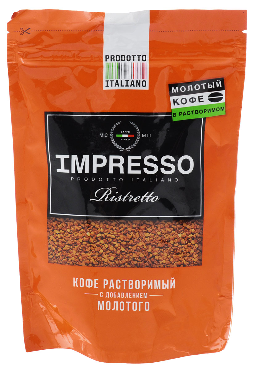 Impresso Ristretto кофе растворимый, 100 г8057288870063 Impresso Ristretto кофе растворимый, 100 г8057288870063Impresso Ristretto - это высококачественная смесь молотого и растворимого кофе из лучшей арабики Бразилии, Никарагуа и Мексики с крепким ,насыщенным вкусом.