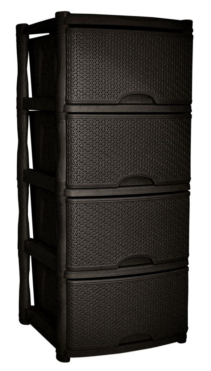 Комод универсальный BranQ Natural Style, 4 секции, цвет: венге, 480 х 410 х 945 ммBQ3773ВНГ Комод универсальный BranQ Natural Style, 4 секции, цвет: венге, 480 х 410 х 945 ммBQ3773ВНГСтильный комод Natural Style с уникальным дизайном передней панели под ротанг. В нем можно хранить все, что угодно: одежду, обувь, детские игрушки, необходимые мелочи. Комод сделан из прочного, но в то же время легкого пластика, благодаря чему прослужит долгое время. Стильный дизайн комода дополнит интерьер комнаты.