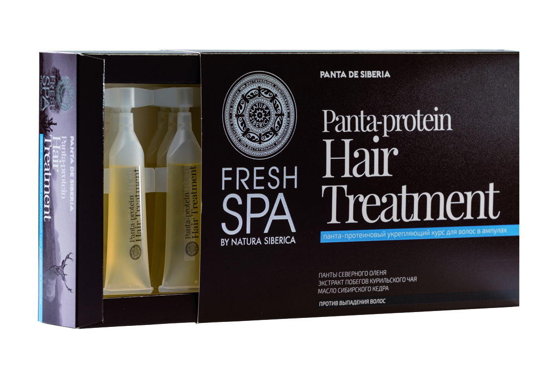 Fresh Spa Курс для волос Panta De Siberika Панта-протеиновый, 10х15 мл086-03-33540 Fresh Spa Курс для волос Panta De Siberika Панта-протеиновый, 10х15 мл086-03-33540Идеально сбалансированный натуральный состав укрепляющих ампул воздействует на ослабленную структуру кератинового слоя волос и способствует увеличению количества растущих волос. Ценнейший панта-протеиновый комплекс содержит уникальные питательные вещества (20 аминокислот, 25 микроэлементов, минеральные соли, сложные органические соединения, энзимы и витамины) и протеины. Легко проникает в структуру волос, питает корни. Активизирует клеточный метаболизм, усиливает кровообращение, стимулируя рост волос. Укрепляет волосы по всей длине благодаря протеиновому компоненту. Натуральный экстракт побегов Курильского чая интенсивно увлажняет волосы, пробуждая их жизненную силу. Активизирует обмен веществ, тонизирует и интенсивно стимулирует рост сильных и здоровых волос. Органическое масло сибирского кедра, богатое витаминами E и F, укрепляет структуру волос изнутри, предотвращая их утончение. Восстанавливает поврежденные и секущиеся концы, придает волосам сияющий блеск. Эффект: Потеря...