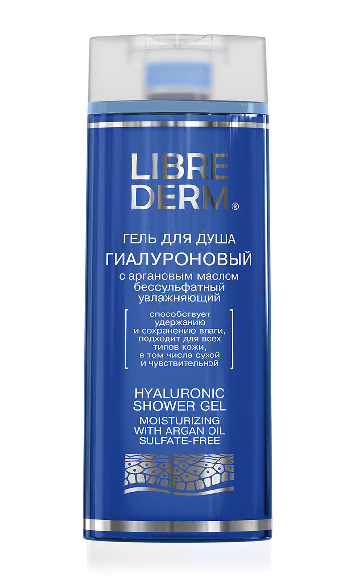LIBREDERM Гиалуроновый гель для душа с аргановым маслом бессульфатный увлажняющий 300 мл102240 LIBREDERM Гиалуроновый гель для душа с аргановым маслом бессульфатный увлажняющий 300 мл102240Активные компоненты глубоко увлажняют, оставляют чувство мягкости и шелковистости - регулярное использование подарит восхитительную гладкость и неповторимое ощущение свежести, чистоты и комфорта - бессульфатная формула геля для душа рекомендуется при сухой, склонной к раздражениям коже - низкомолекулярная гиалуроновая кислота удерживает и сохраняет влагу в эпидермисе - аргановое масло хорошо увлажняет, придает эластичность и поддерживает гидролипидный баланс кожи