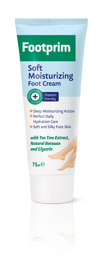Footprim Крем для ног увлажняющий Soft Moisturizing Foot Cream, 75 мл302044 Footprim Крем для ног увлажняющий Soft Moisturizing Foot Cream, 75 мл302044Soft Moisturizing Foot Cream длительно увлажняет кожу ног. Экстракт чайного дерева обладает противогрибковым действием, а натуральный пчелиный воск смягчает и увлажняет кожу. Легкий и свежий, крем быстро впитывается, не оставляя жирных следов. Приятный ежедневный уход, который делает кожу нежной, мягкой и здоровой. Продукт тестирован дерматологически.
