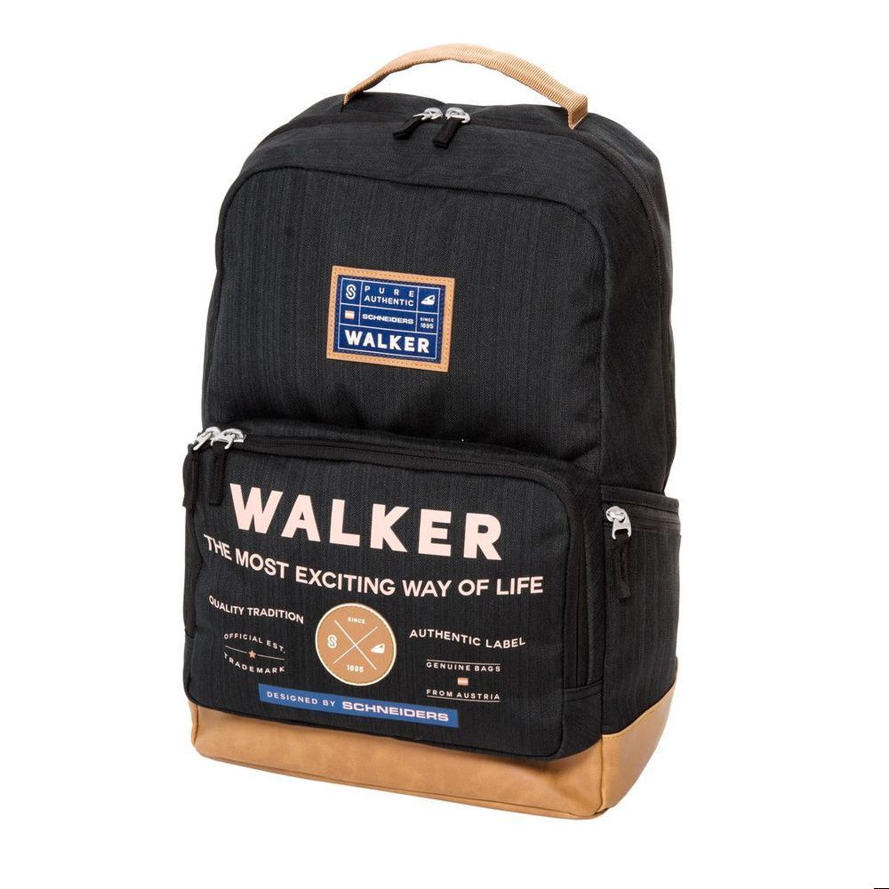 Walker Рюкзак Pure Authentic цвет черный42253/80 Walker Рюкзак Pure Authentic цвет черный42253/80Рюкзак Walker Pure Authentic - это современный многофункциональный молодежный рюкзак, который выполнен из прочного износостойкого материала высокого качества. Рюкзак имеет одно основное отделение, закрывающееся на молнию с двумя бегунками. Внутри отделения находятся два открытых сетчатых кармана, мягкий карман с хлястиком на липучке для различных гаджетов и пришивной карман на липучке. Рюкзак оснащен тремя боковыми карманами - два открытых кармана и один на застежке-молнии. На лицевой стороне рюкзака расположен накладной карман на молнии, внутри которого имеется органайзер для канцелярских принадлежностей и прорезной карман на молнии. Рюкзак оснащен удобной текстильной ручкой для переноски в руке. Мягкие широкие лямки анатомической формы позволяют легко и быстро отрегулировать рюкзак в соответствии с ростом. Изделие дополнено светоотражающими элементами. Этот рюкзак разработан специально для людей стильных и модных, любящих быть в центре внимания.