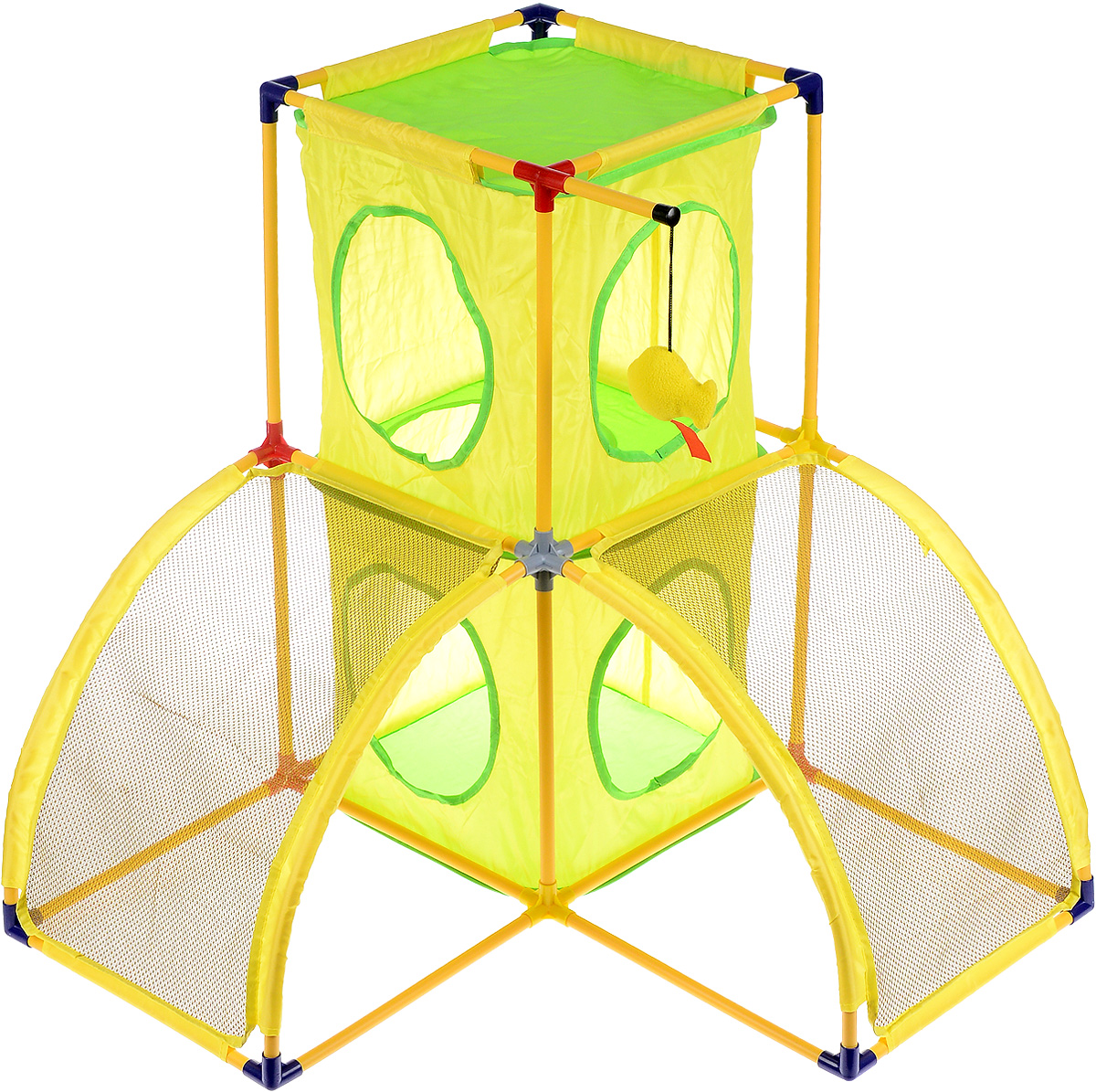 Игровой комплекс для кошек SportPet Designs Kitty Play Palace. Версаль, 70 х 70 х 70 см23056 Игровой комплекс для кошек SportPet Designs Kitty Play Palace. Версаль, 70 х 70 х 70 см23056Игровой комплекс SportPet Designs Kitty Play Palace. Версаль специально предназначен для отдыха и развлечения кошек. Двухэтажная конструкция прекрасно поместится в угол вашей квартиры, заняв минимум места. Комплекс изготовлен из высокопрочного, устойчивого к повреждениям материала. Каркас удобно собирается и разбирается, облегчая транспортировку и хранение. Игровой комплекс имеет два квадратных домика для отдыха, 2 горки и подвесную игрушку в форме рыбки. Отделения комплекса позволяют разместиться в нем сразу нескольким животным, где они одновременно смогут отдыхать и играть, не создавая друг другу затруднений. Прочные тканые материалы, удобная конструкция и модульность исполнения позволят создать гармоничную по виду и удобную в уходе универсальную зону для отдыха и развлечения кошки.