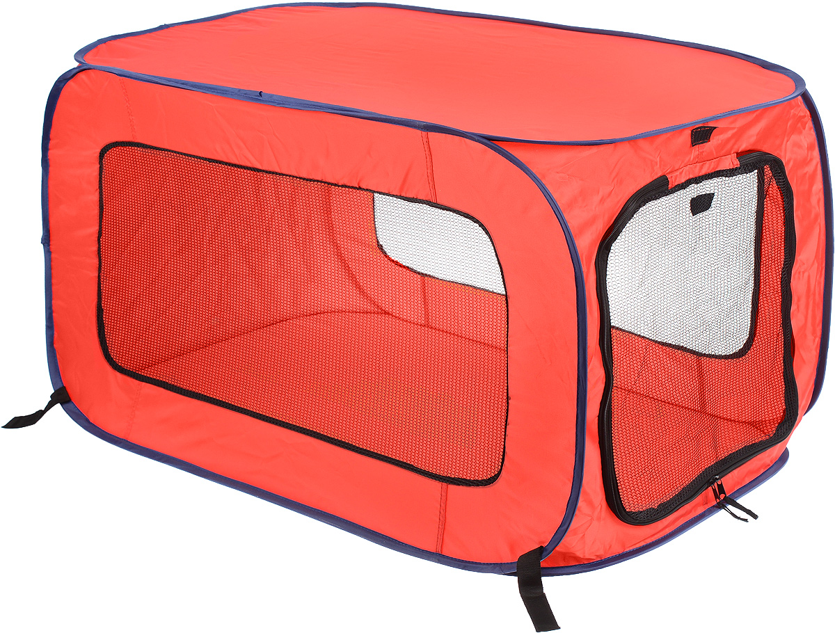 Домик переносной SportPet Designs, для собак средних пород, цвет: красный, синий, 81 х 49,5 х 49,5 см24266.сред Домик переносной SportPet Designs, для собак средних пород, цвет: красный, синий, 81 х 49,5 х 49,5 см24266.средПереносной домик SportPet Designs - идеальное решение для собак, его можно разместить как дома, так и на улице. Домик предназначен для собак средних пород весом до 23 кг. Изделие выполнено из прочного текстиля и снабжено металлическим каркасом. Сетчатые панели по бокам обеспечивают вентиляцию и достаточный обзор. Одно из окошек снабжено молнией, оно скручивается и фиксируется липучками для свободного прохода питомца. Домик легко складывается и не занимает много места при хранении и транспортировке.