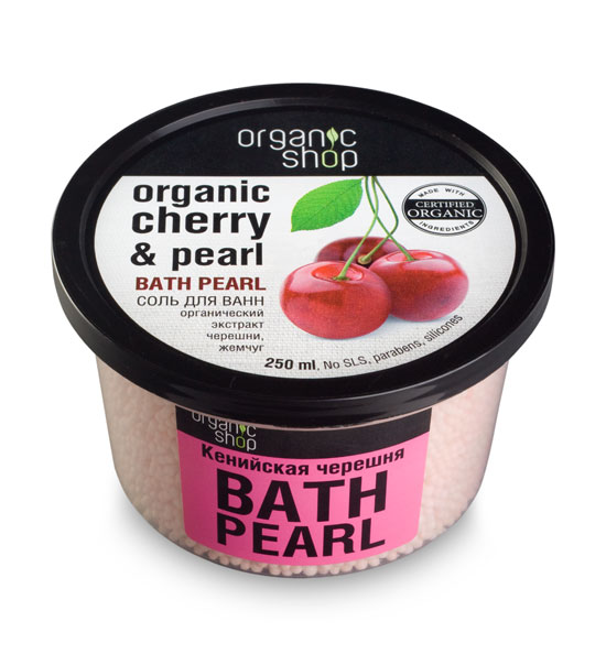 Organic Shop Жемчужная соль для ванн Кенийская черешня, 250 мл0861-10389 Organic Shop Жемчужная соль для ванн Кенийская черешня, 250 мл0861-10389Organic Shop жемчужная соль для ванн Кенийская черешня 250 мл. Моментально восстановить силы, а коже придать упругость и бархатистость, Вам поможет теплая ванна с тонизирующими жемчужинами «Кенийская черешня». Органический экстракт черешни - это просто кладезь витаминов, питающий и увлажняющий кожу. Жемчуг придает ей сияние и свежий вид. Не содержит силиконов, SLS , парабенов. Без синтетических отдушек и красителей, без синтетических консервантов.