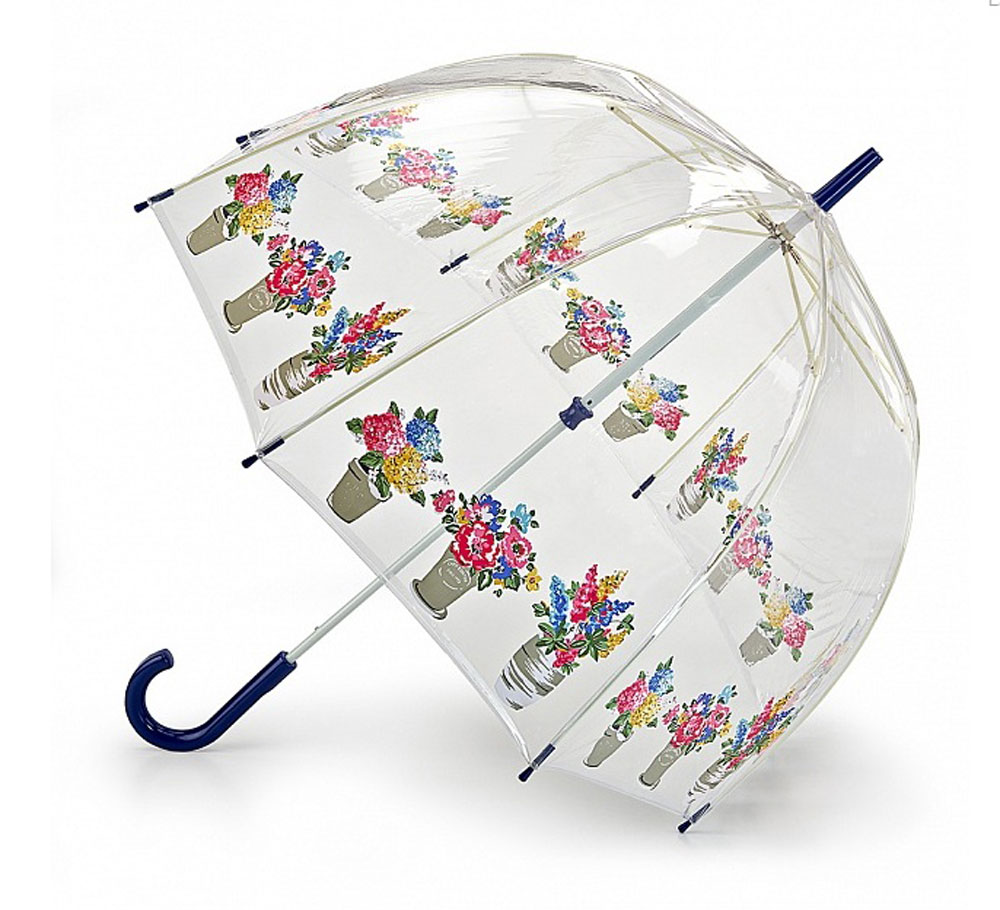 Зонт-трость женский Cath Kidston Birdcage, механический, цвет: прозрачный. L546-3145L546-3145 FlowerPots Зонт-трость женский Cath Kidston Birdcage, механический, цвет: прозрачный. L546-3145L546-3145 FlowerPotsНеобычный механический зонт-трость Cath Kidston Birdcage даже в ненастную погоду позволит вам оставаться модной и элегантной. Каркас зонта включает 8 спиц из фибергласса с пластиковыми наконечниками. Стержень изготовлен из стали. Купол зонта выполнен из высококачественного прозрачного ПВХ и по краю оформлен принтом в виде цветочных горшков. Изделие дополнено удобной пластиковой рукояткой. Зонт механического сложения: купол открывается и закрывается вручную до характерного щелчка. Модель дополнительно застегивается с помощью хлястика на кнопку. Такой зонт не только надежно защитит вас от дождя, но и станет стильным аксессуаром, который идеально подчеркнет ваш неповторимый образ.