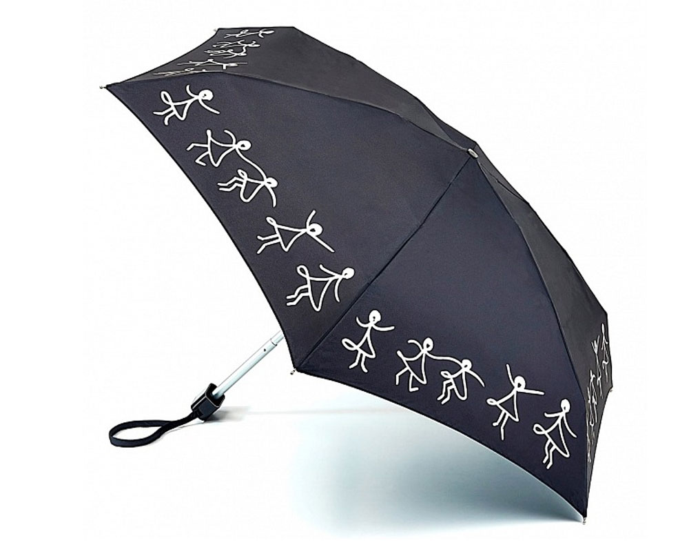 Зонт женский Lulu Guinness Tiny, механический, 5 сложений, цвет: черный, белый. L717-2956L717-2956 DancingGirls Зонт женский Lulu Guinness Tiny, механический, 5 сложений, цвет: черный, белый. L717-2956L717-2956 DancingGirlsСтильный механический зонт Lulu Guinness Tiny в 5 сложений даже в ненастную погоду позволит вам оставаться элегантной. Облегченный каркас зонта выполнен из 6 спиц из фибергласса и алюминия, стержень также изготовлен из алюминия, удобная рукоятка - из пластика. Купол зонта выполнен из прочного полиэстера и оформлен танцующими человечками. В закрытом виде застегивается хлястиком на кнопку. Зонт механического сложения: купол открывается и закрывается вручную до характерного щелчка. На рукоятке для удобства есть небольшой шнурок, позволяющий при необходимости надеть зонт на руку. К зонту прилагается чехол, оформленный нашивкой с названием бренда. Такой зонт компактно располагается в кармане, сумочке, дверке автомобиля.