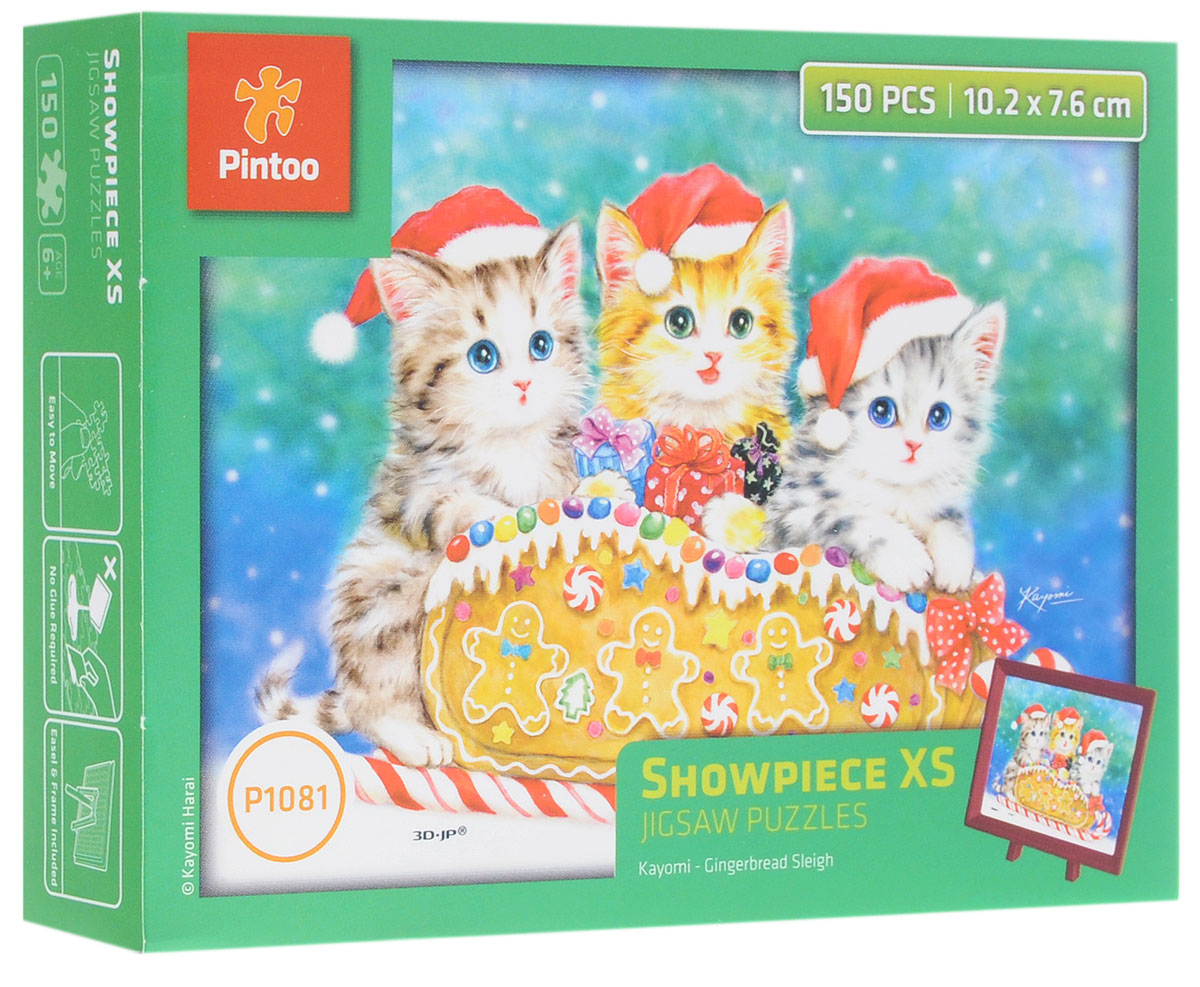 Pintoo Пазл Котята на санкахP1081 Pintoo Пазл Котята на санкахP1081Пазл Pintoo Котята на санках придется по душе всей вашей семье. Собрав этот пазл, включающий в себя 150 элементов, вы получите картину с изображением милых котят в красных колпаках. Детали пазла соединяются между собой методом замка (как ламинат), поэтому собранная вещь очень крепко держится (при этом ее всегда можно разобрать и собрать обратно). Собирание пазла развивает у ребенка мелкую моторику рук, тренирует наблюдательность, логическое мышление, знакомит с окружающим миром, с цветами и разнообразными формами, учит усидчивости и терпению, аккуратности и вниманию. Собирание пазла - прекрасное времяпрепровождение для всей семьи. В комплект входит рамка с подставкой для пазла.