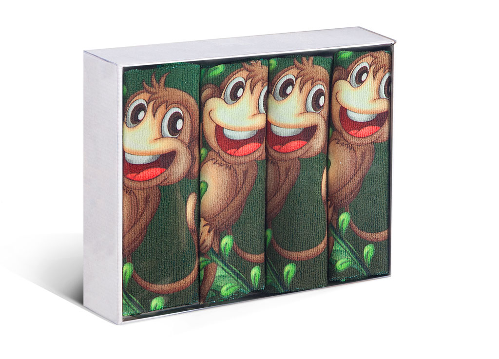 Набор полотенец Soavita Monkey, 38 х 64 см, 4 шт. 8220282202 Набор полотенец Soavita Monkey, 38 х 64 см, 4 шт. 8220282202Микрофибра - материал высочайшего качества, изготовленный из сложных микроволокон, по ощущениям напоминает велюр и передающий уникальное и невероятное чувство мягкости. Ткань из микрофибры дышащая, устойчива к загрязнениям и пятнам, сохраняет свой высококачественный внешний вид и уникальную мягкость в течении всего срока службы. Soavita – это популярный бренд домашнего текстиля. Дизайнерская студия этой фирмы находится во Флоренции, Италия. Производство перенесено в Китай, чтобы сделать продукцию более доступной для покупателей. Таким образом, вы имеете возможность покупать продукцию европейского качества совсем не дорого. Домашний текстиль прослужит вам долго: все детали качественно прошиты, ткани очень плотные, рисунок наносится безопасными для здоровья красителями, не линяет и держится много лет. Все изделия упакованы в подарочные упаковки.