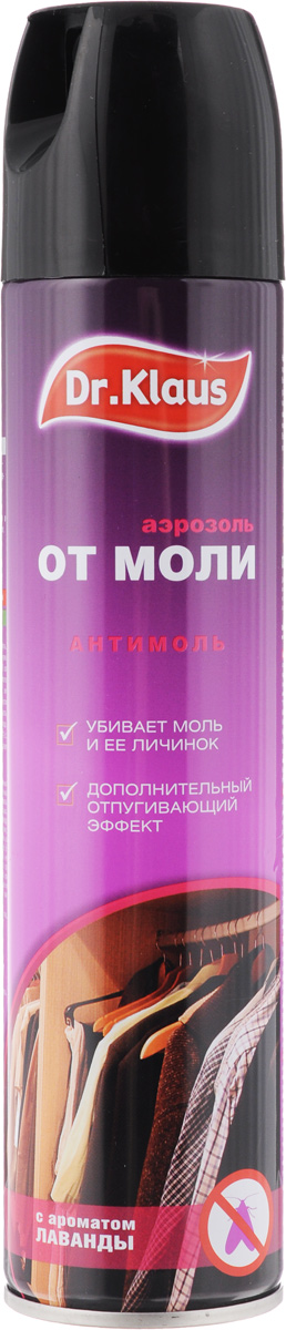 Аэрозоль от моли Dr.Klaus, с ароматом лаванды, 300 млDK03220072 Аэрозоль от моли Dr.Klaus, с ароматом лаванды, 300 млDK03220072Средство Dr.Klaus предназначено для защиты шерсти, меха и изделий из них от повреждения молью и кожеедом. Обладает приятным ароматом лаванды. Состав: 0,25% ДВ-перметрин, 0,05% отдушка, растворитель. Товар сертифицирован.