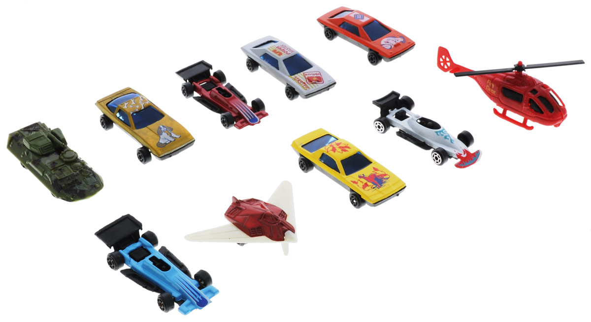 Shantou Набор машинок Motor Wheels 10 штB1233134 Shantou Набор машинок Motor Wheels 10 штB1233134Набор машинок Shantou Motor Wheels понравится любому мальчику. В набор входит 7 спортивных и гоночных автомобилей, а также БТР, вертолет и самолет. Каждая машинка имеет индивидуальную форму и раскраску. Машинки изготовлены из качественных и безопасных материалов. Имея такой автопарк, можно устраивать соревнования и гонки с друзьями. Благодаря разнообразию моделей и цветов скучать будет некогда.