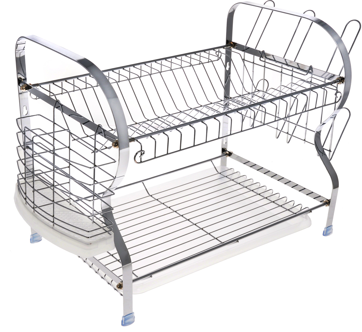 Сушилка для посуды Bekker, двухъярусная, с поддоном, 49 х 26 х 35 см. BK-5514BK-5514 Сушилка для посуды Bekker, двухъярусная, с поддоном, 49 х 26 х 35 см. BK-5514BK-5514Двухъярусная сушилка для посуды Bekker выполнена из хромированной нержавеющей стали и пластика. Изделие оснащено поддоном для стекания воды и подставками для столовых приборов и стаканов. Сушилка может быть установлена как на столе, так и подвешена на стену при помощи крючков (не входят в комплект). Размер сушилки (с учетом подставок): 49 х 26 х 35 см. Размер поддона: 35 х 24 х 3 см.