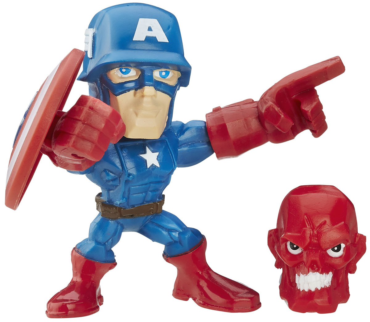 Hero Mashers Фигурка Captain AmericaB6431EU4_B6691_Capitan America Hero Mashers Фигурка Captain AmericaB6431EU4_B6691_Capitan AmericaСборная фигурка Hero Mashers Captain America станет отличным подарком всем поклонникам комиксов. В комплекте с фигуркой идет щит и голова фигурки Красного Черепа. Даже самые сильные супергерои иногда нуждаются в дополнительной руке или ноге. Сделать это теперь возможно с новой линией фигурок Super HeroMashers Micro. Несмотря на микроразмер, фигурки супергероев выглядят мощными, особенно с использованием сменных рук, ног и аксессуаров. Каждая фигурка включает в себя 3 точки для сменных элементов, что позволяет детям поменять супергерою голову и руки на те, которые они захотят! Универсальные разъемы позволяют использовать детали с любой другой фигурки героя Mashers, предоставляя свободу для создания нового супергероя! Дополнительно можно прикрепить боевое снаряжение и принадлежности для еще большей мощи!