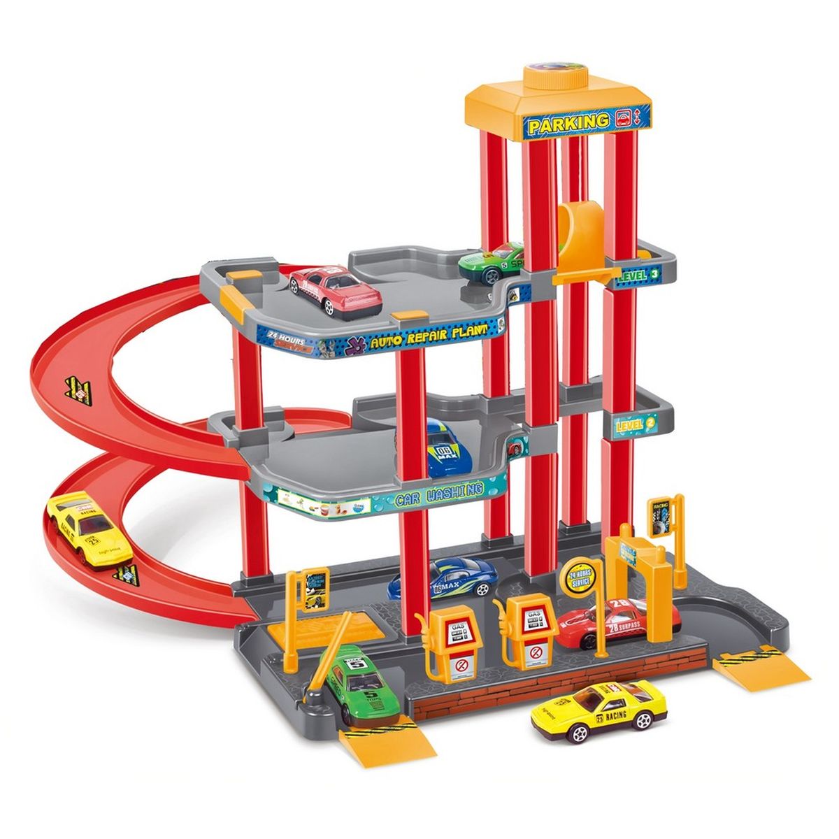 Dave Toy Игровой набор Парковка с 2 машинками32030 Dave Toy Игровой набор Парковка с 2 машинками32030Спешите приобрести невероятно красивый и функциональный Игровой набор Парковка с 2 машинками от компании Dave Toy! Парковка имеет два этажа и множество съездов и заездов для машинок. Красная башня с желтой крышей соединяет все уровня парковки. В комплекте с парковкой идут 2 машинки синего и красного цветов. Сама парковка выполнена в приятных синих, желтых и серых цветах. Играя в этот игровой набор, ребенок сможет весело проводить свое время как один, так и в компании сверстников. @# Все детали игрового набора выполнены из качественного безопасного для детей материала. @# В комплекте машинки с металлическом корпусом, лист наклеек и инструкция@# Длина машинки 6 сантиметров@# Рекомендуемый возраст: от 3 лет.