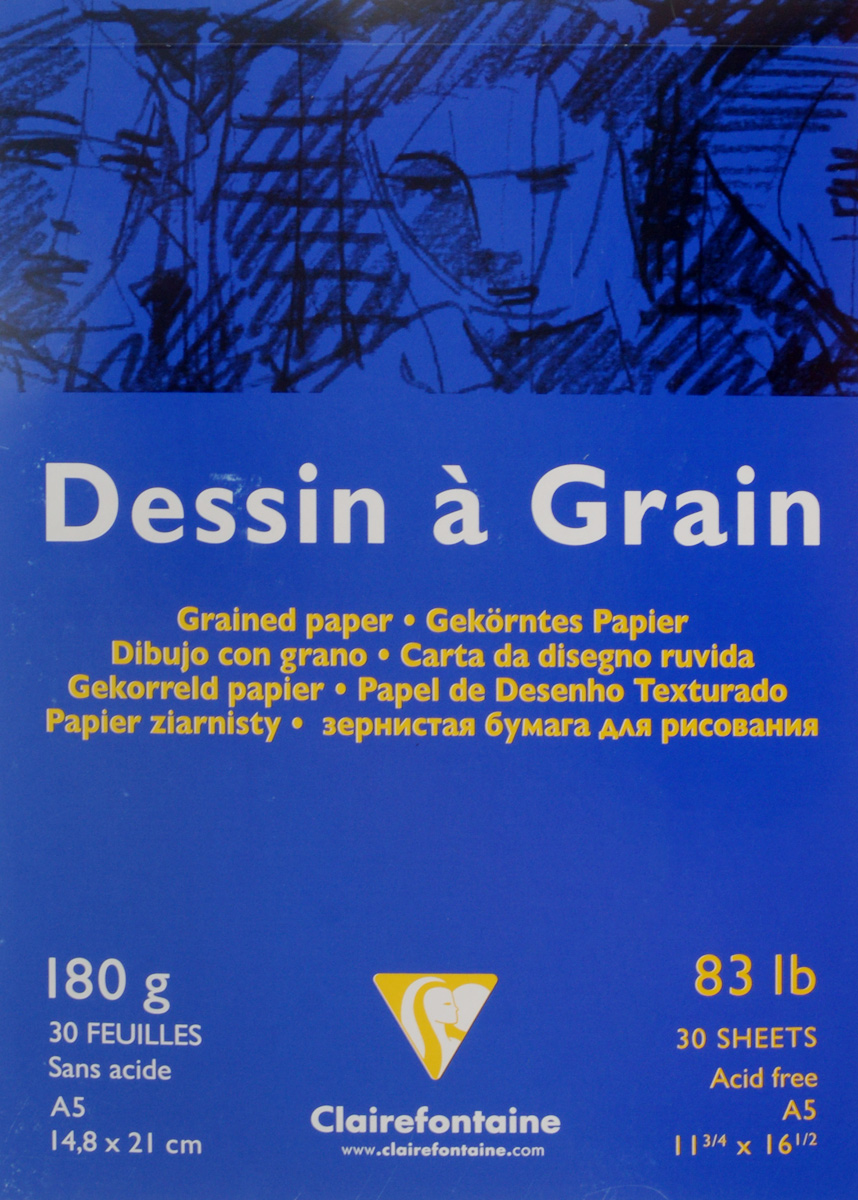 Блокнот для черчения и рисования Clairefontaine Dessin A Grain, 30 листов, формат А5. 9662696626 Блокнот для черчения и рисования Clairefontaine Dessin A Grain, 30 листов, формат А5. 9662696626Бескислотная бумага Clairefontaine Dessin A Grain, изготовленная из 100% целлюлозы, предназначена для сухих техник рисования и черчения карандашом, углем, палочками сангина и другими. Также может быть использована для акрила и гуаши, благодаря высокой плотности. Изделия имеют зернистую фактуру. Обложка выполнена из мелованного картона с клеевым креплением. Рисование позволяет развивать творческие способности, кроме того, это увлекательный досуг. Размер листа: 14,8 х 21 см.