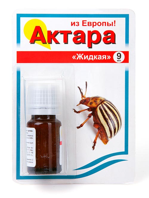 Инсектицид Актара, для защиты от вредителей, жидкая, 9 млУТ-00000458 Инсектицид Актара, для защиты от вредителей, жидкая, 9 млУТ-00000458Инсектицид кишечно-контактного действия против сосущих (тли, цикадки, белокрылка), грызущих (колорадский жук, пьявица, блошки) насекомых 0,6 мл препарата достаточно для обработки 1 сотки! (9 мл — на 15 соток). Эффект наблюдается через несколько часов после обработки. Особенность действующего вещества этого препарата в том, что риск возникновения резистентности (устойчивости) вредителей минимален.