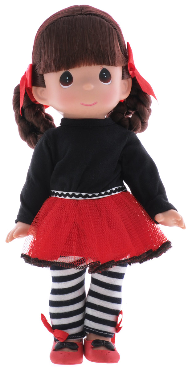 Precious Moments Кукла Дива4684 Precious Moments Кукла Дива4684Коллекция кукол Precious Moments ростом выше 30 см насчитывает на сегодняшний день более 600 видов. Куклы изготавливаются из качественного, безопасного материала и имеют пять базовых точек артикуляции. Каждый год в коллекцию добавляются все новые и новые модели. Каждая кукла имеет свой неповторимый образ и характер. Она может быть подарком на память о каком-либо событии в жизни. Куклы выполнены с любовью и нежностью, которую дарит нам известная волшебница - создатель кукол Линда Рик! Кукла Дива одета в черно-красное платье и полосатые лосины, на ногах - красные туфельки. Одежда у куклы съемная. Темные волосы куклы заплетены в озорную прическу с красными ленточками. У девочки большие карие глаза. Игра с куклой разовьет в вашей малышке чувство ответственности и заботы. Порадуйте свою принцессу таким великолепным подарком!