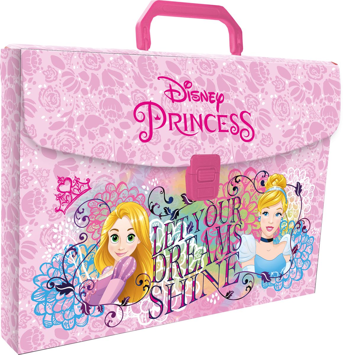 Disney Princess Папка-портфель для тетрадей Let Your Dreams ShinePRDB-US1-PLB-FB65 Disney Princess Папка-портфель для тетрадей Let Your Dreams ShinePRDB-US1-PLB-FB65Папка-портфель Disney Princess Let Your Dreams Shine формата А4 - это оптимальный способ уберечь от деформации тетради, документы, рисунки и прочие бумаги. С ней можно забыть о погнутых уголках и краях. Кроме того, теперь все необходимые бумаги и тетради будут аккуратно собраны, а не распределены по разным местам, что сократит время их поиска. Папка выполнена из полипропилена и застегивается на защелку. Дополнена ручкой для переноски.