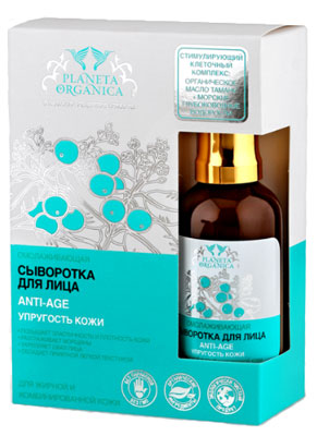 Planeta Organica Сыворотка для лица anti-age для жирной и комбинированной кожи, 50 мл071-01-2254 Planeta Organica Сыворотка для лица anti-age для жирной и комбинированной кожи, 50 мл071-01-2254PLANETA ORGANICA Сыворотка для лица anti-age для жирной и комбинированной кожи 50 мл.Сыворотка для лица на основе органического экстракта таману и морских водорослей, добытых с глубины более 10 метров, оказывает мощное омолаживающее и тонизирующее действия, устраняет жирный блеск, освежает и выравнивает цвет лица. В красных водорослях фурцеллярии содержится уникальный полисахарид фурцелларан, который удерживает влагу в обезвоженной коже, восстанавливая ее упругость и эластичность. Жизненно важные аминокислоты, витамины и минералы, содержащиеся в органическом экстракте таману, восстанавливают и защищают кожу от негативного воздействия внешних факторов, замедляют процесс старения, способствуя сокращению мимических и возрастных морщин.