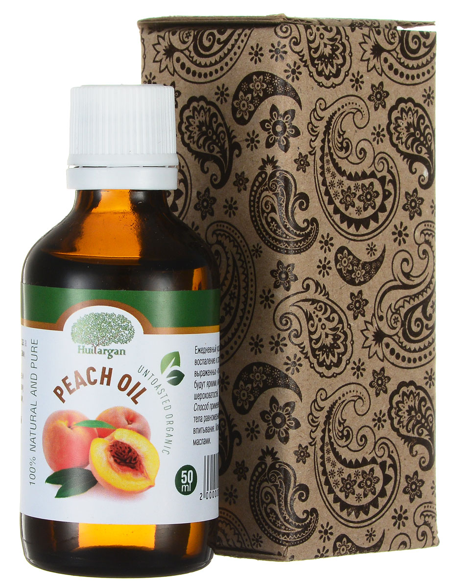 Huilargan Персиковое масло, 100% натуральное, 50 мл2000000009292 Huilargan Персиковое масло, 100% натуральное, 50 мл2000000009292Масло персика (Peach oil) применяется для ухода за кожей лица и кожей вокруг глаз, телом, волосами, губами. Персиковое масло способствует профилактике и устранению воспалительных реакций и быстрому росту ногтей, делает их крепкими, прозрачными, блестящими. Персиковое масло - лучшее средство для сухой кожи лица - прекрасно впитывается и придает свежесть, а также: - регенерирует - смягчает - восстанавливает - омолаживает - тонизирует - увлажняет Ежедневный уход за веками снимет их воспаление и отсрочит появление вокруг глаз выраженных «гусиных лапок». Ухоженные губы будут яркими, мягкими, без трещин и шероховатостей. Способ применение: наносить на кожу лица и тела равномерными движениями до полного впитывания. Можно смешивать с другими маслами.