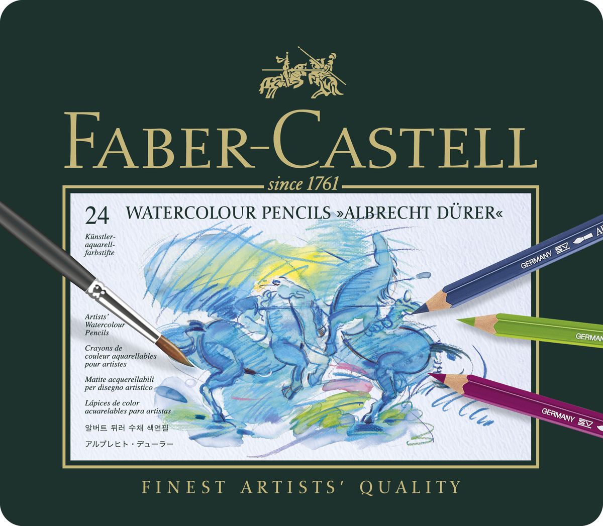 Faber-Castell Акварельные карандаши Albrecht Durer 24 шт117524 Faber-Castell Акварельные карандаши Albrecht Durer 24 шт117524Акварельные карандаши наивысшего качества с толстым грифелем толщиной 3,8 мм. Высококачественные пигменты гарантируют устойчивость к выцветанию.