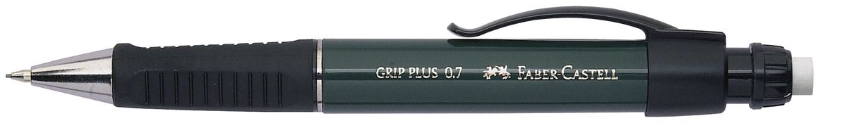 Faber-Castell Карандаш механический Grip Plus цвет корпуса темно-зеленый 130700130700 Faber-Castell Карандаш механический Grip Plus цвет корпуса темно-зеленый 130700130700Механический карандаш Faber-Castell Grip Plus - незаменимый атрибут современного делового человека дома и в офисе. Корпус карандаша круглой формы с металлическим наконечником выполнен из высококачественного пластика. Дополнен корпус удобным пластиковым держателем, трехгранной резиновой областью захвата и толстым выдвижным ластиком. Карандаш оснащен инновационной системой, предотвращающей поломку грифеля. Убирающийся внутрь кончик обеспечивает безопасное ношение карандаша в кармане. Порадуйте друзей и знакомых, оказав им столь стильный знак внимания.