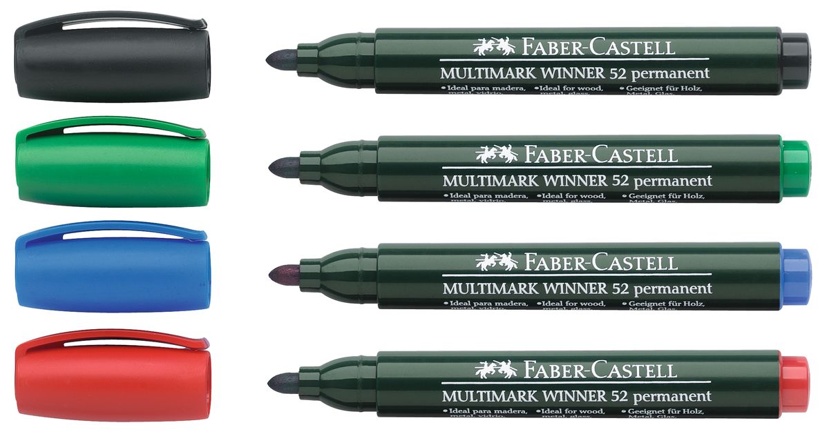 Faber-Castell Маркер перманентный Winner 52 (4 шт)157804 Faber-Castell Маркер перманентный Winner 52 (4 шт)157804Прекрасные маркеры Faber-Castell Winner 52 будут правильным решением для вашей коллекции. Выбранная модель станет приятной покупкой или подарком для друга. Данные маркеры имеют эргономичную трехгранную область захвата. Изделия состоят из сырья высокого качества приятного оттенка. Идеально подойдут для всех видом бумаги, быстро высыхают, устойчивы к воздействию воды и стиранию. Дизайн маркеров выверен учитывая все подробности.
