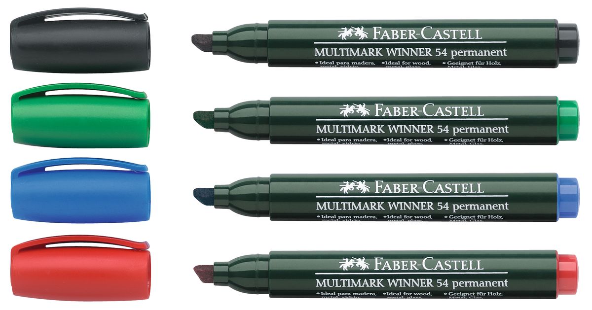 Faber-Castell Маркер перманентный Winner 54 (4 шт)157904 Faber-Castell Маркер перманентный Winner 54 (4 шт)157904Прекрасные маркеры Faber-Castell Winner 54 будут правильным решением для вашей коллекции. Выбранная модель станет приятной покупкой или подарком для друга. Данные маркеры имеют эргономичную трехгранную область захвата. Изделия состоят из сырья высокого качества приятного оттенка. Идеально подойдут для всех видом бумаги, быстро высыхают, устойчивы к воздействию воды и стиранию. Дизайн маркеров выверен учитывая все подробности.