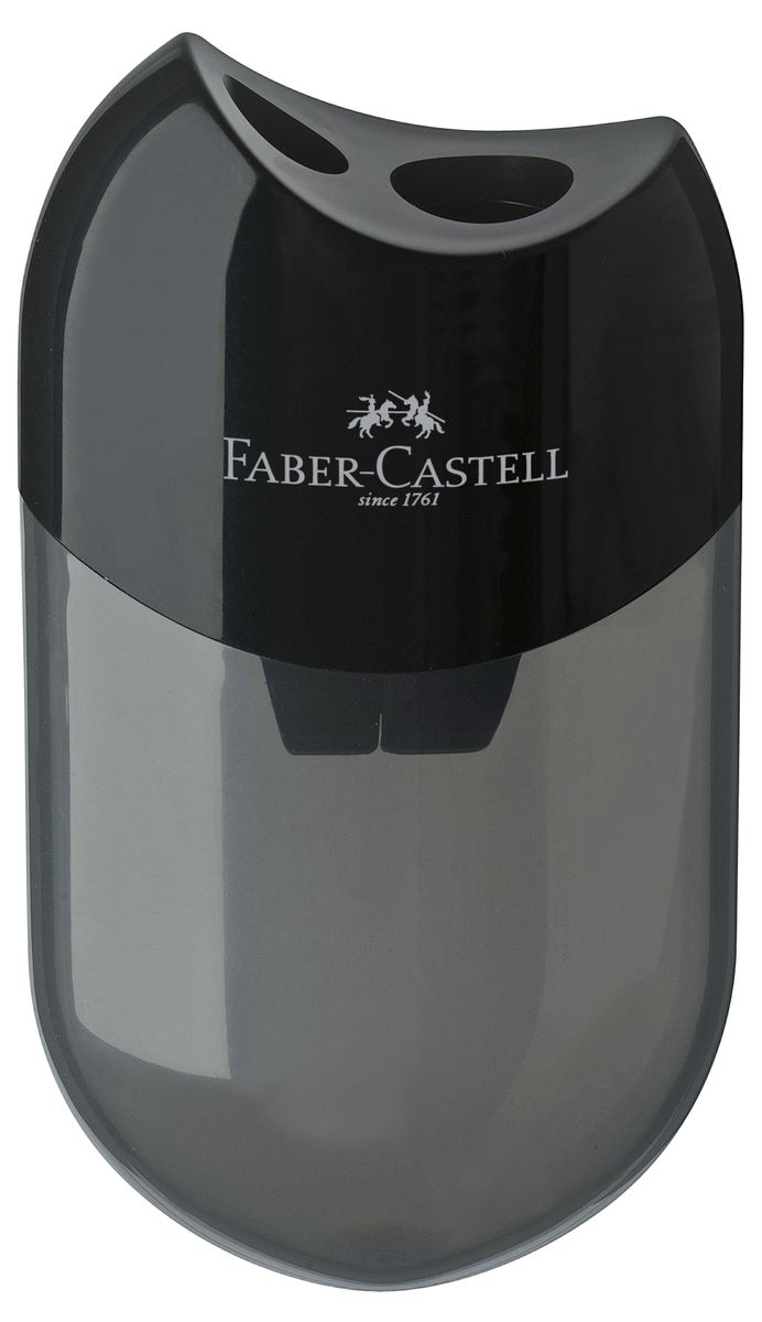 Faber-Castell Точилка с контейнером цвет черный183500 Faber-Castell Точилка с контейнером цвет черный183500Точилка Faber-Castell выполнена из прочного пластика. В точилке имеется два отверстие для классических, трехгранных, простых и цветных карандашей. Эргономичная форма контейнера обеспечивает стабильное положение кисти. Карандаш затачивается легко и аккуратно, а опилки после заточки остаются в специальном контейнере повышенной вместимости.