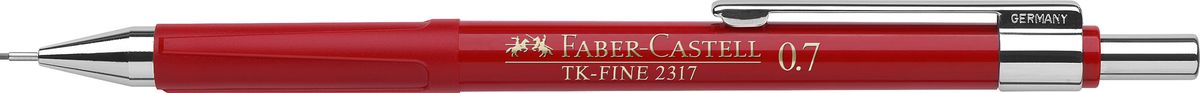 Faber-Castell Карандаш механический TK-Fine цвет корпуса красный 231721231721 Faber-Castell Карандаш механический TK-Fine цвет корпуса красный 231721231721Механический карандаш Faber-Castell TK-Fine идеален для письма и черчения. Корпус карандаша круглой формы выполнен из высококачественного пластика. Убирающийся внутрь кончик обеспечивает безопасное ношение карандаша в кармане. Отличительная особенность - качественный ластик и 3 запасных грифеля HB. Мягкое комфортное письмо и тонкие линии при написании принесут вам максимум удовольствия. Порадуйте друзей и знакомых, оказав им столь стильный знак внимания.