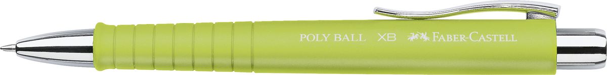 Faber-Castell Ручка шариковая Poly Ball синяя цвет корпуса лайм241164 Faber-Castell Ручка шариковая Poly Ball синяя цвет корпуса лайм241164Шариковая ручка Faber-Castell Poly Ball с эргономичной трехгранной областью захвата станет незаменимым атрибутом учебы или работы. Корпус ручки выполнен из пластика; кончик, выдвижной наконечник и кнопка - из металла. Высококачественные чернила позволяют добиться идеальной плавности письма. Ручка оснащена качественным нажимным механизмом и упругим клипом для удобной фиксации на бумаге или одежде.