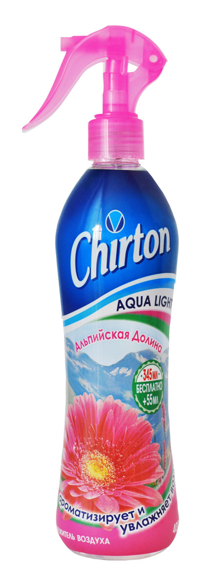 Освежитель воздуха Chirton водный Альпийская долина 400мл49024 Освежитель воздуха Chirton водный Альпийская долина 400мл49024Чиртон представляет новейшую серию освежителей для вашего дома с его незабываемыми ароматами на любой вкус. Высокое качество позволит быстро избавиться от неприятных запахов в любом уголке вашего дома. Легко устраняет неприятные запахи, надолго наполняя дом неповторимыми нежными ароматами.
