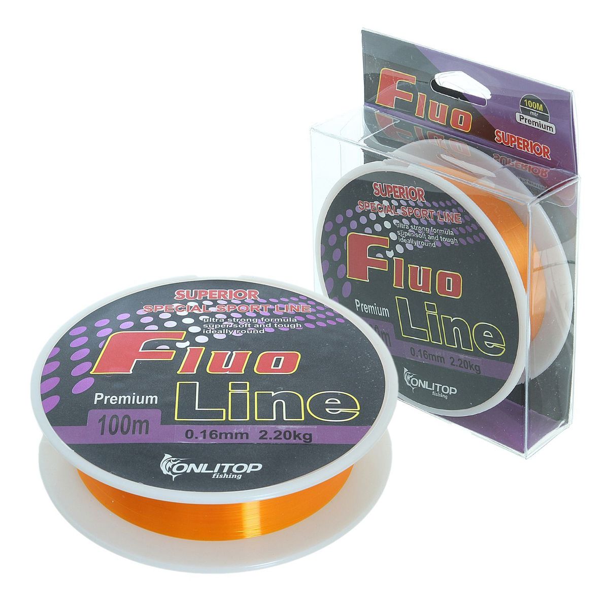 Леска Onlitop Fluo Line, цвет: оранжевый, 100 м, 0,16 мм, 2,2 кг1232668 Леска Onlitop Fluo Line, цвет: оранжевый, 100 м, 0,16 мм, 2,2 кг1232668Во время технологического процесса волокна сплетаются и специально разработанным способом сплавляются в единое целое. В ходе такой обработки леска становится прочнее, чем совокупность составляющих ее волокон. Таким образом получается оптимальный синтез монофильной и плетеной лески.