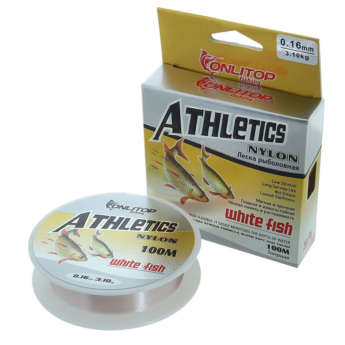 Леска Onlitop White Fish, цвет: белый, 100 м, 0,16 мм, 3,1 кг1232708 Леска Onlitop White Fish, цвет: белый, 100 м, 0,16 мм, 3,1 кг1232708Универсальная леска обладает устойчивостью к абразивному истиранию, очень мягкая и прочная. К основным преимуществам следует отметить: повышенную износостойкость, низкий коэффициент растяжения и скользкую поверхность.