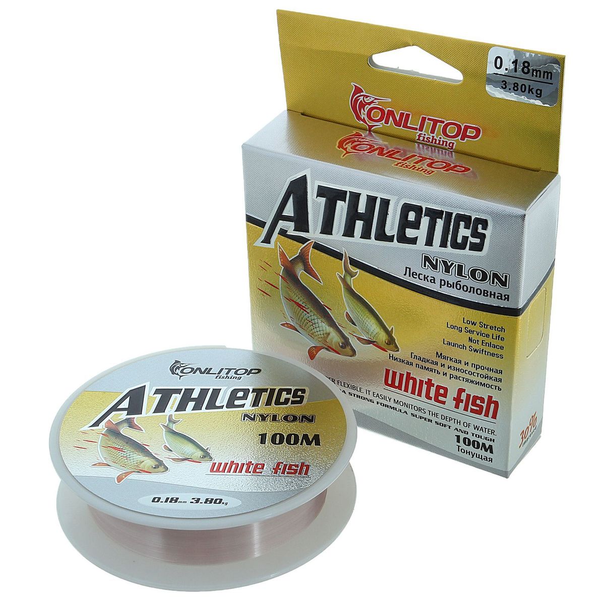Леска Onlitop White Fish, цвет: белый, 100 м, 0,18 мм, 3,8 кг1232709 Леска Onlitop White Fish, цвет: белый, 100 м, 0,18 мм, 3,8 кг1232709Универсальная леска обладает устойчивостью к абразивному истиранию, очень мягкая и прочная. К основным преимуществам следует отметить: повышенную износостойкость, низкий коэффициент растяжения и скользкую поверхность.
