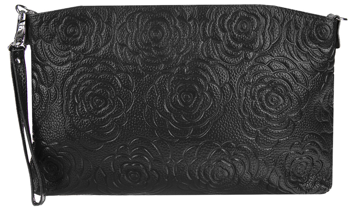 Сумка-клатч женская Cheribags, цвет: черный. 619-10619-10 роза Сумка-клатч женская Cheribags, цвет: черный. 619-10619-10 розаСтильная женская сумка-клатч Cheribags выполнена из натуральной кожи с фактурным тиснением и оформлена цветочным тиснением. Изделие имеет одно основное отделение, разделенное пополам карманом-средником на застежке-молнии. Закрывается сумка-клатч на застежку- молнию. Внутри расположены прорезной карман на застежке-молнии и два накладных открытых кармана. Снаружи, на задней стенке расположен прорезной карман на застежке-молнии. Изделие оснащено съемным ремешком на запястье. В комплект входит съемный регулируемый наплечный ремень. Роскошная сумка-клатч внесет элегантные нотки в ваш образ и подчеркнет ваше отменное чувство стиля.