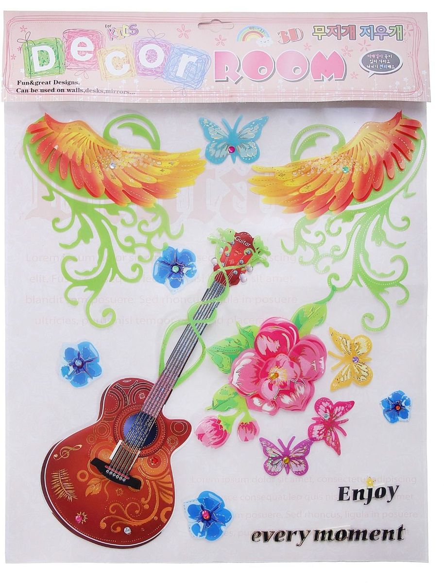 Room Decor Наклейка интерьерная Гитара с крыльями910093 Room Decor Наклейка интерьерная Гитара с крыльями910093Наклейка интерьерная - именно то, что раскрасит серые будни яркими красками. Создайте для себя и своих близких атмосферу праздника. Данный товар соответствует российским стандартам качества, вам не придётся краснеть за такой подарок.