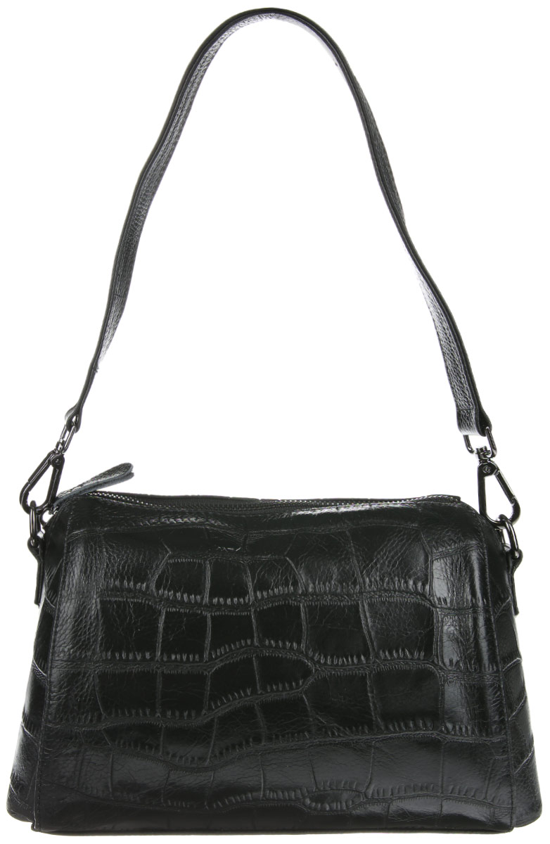 Сумка женская Cheribags, цвет: черный. 7741-107741-10 Сумка женская Cheribags, цвет: черный. 7741-107741-10Изысканная женская сумка Cheribags выполнена из качественной натуральной кожи с фактурным тиснением под кожу рептилии. Модель имеет одно основное отделение, закрывающееся на застежку-молнию. Внутри имеется два кармана на застежках-молниях, один большой открытый карман и два накладных кармашка для телефона и мелочей. Снаружи на задней стенке располагается прорезной карман на застежке-молнии. Изделие оснащено плечевым ремнем, который регулируется по длине. Роскошная сумка внесет элегантные нотки в ваш образ и подчеркнет ваше отменное чувство стиля.